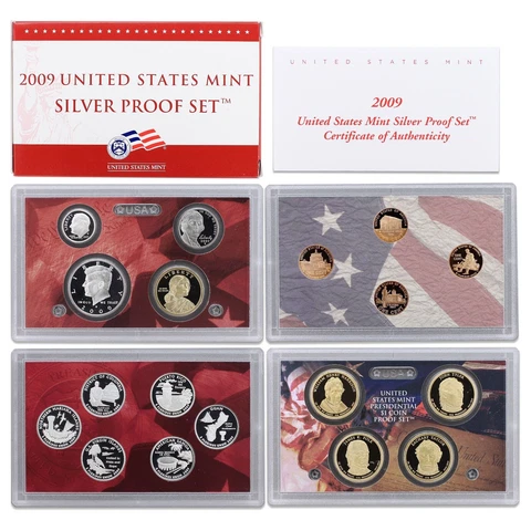 2009 S Proof Set Original Box & COA 18 Coins 90% Silver Cover