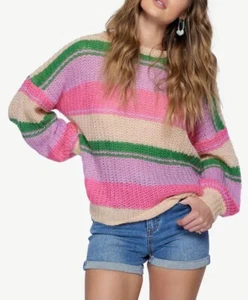 O'Neil Juniors Lake View Striped Drop-Shoulder Sweater Colorful Oversized Size S - Picture 1 of 9