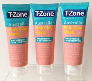 T-Zone Australian Pink Clay Mask Brightening & Detoxifying Skin Face Care75ml X3 - Picture 1 of 8