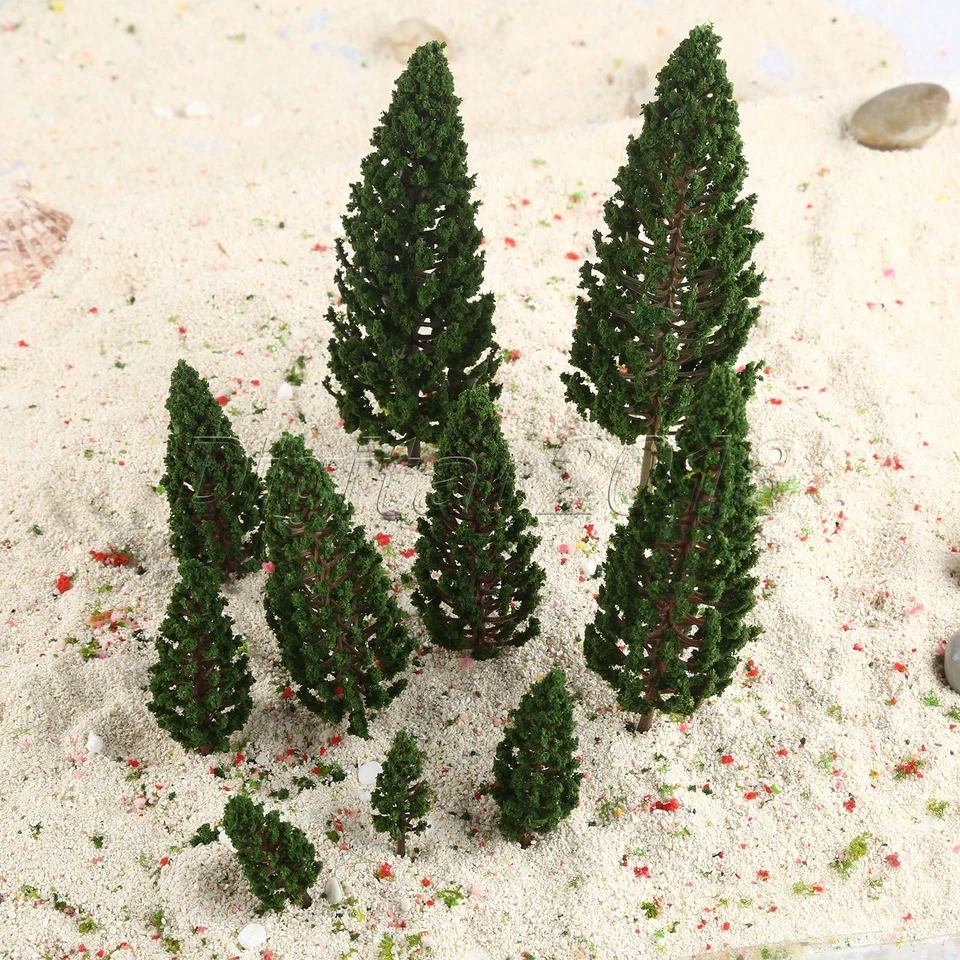 10Pcs Pine Trees Model Train Layout Scenery Wargame Diorama Landscape HO-Z Scale - Image 1 of 1
