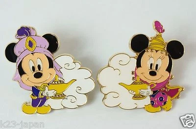 Tokyo Disney Resort Game Prize Pin with Lamp Mickey Minnie Set TDR JAPAN - Image 1 of 4