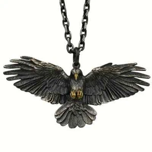 AWSOME! Black Eagle Pendant & 18" Necklace ! FREE SHIPPING INTHE USA! - Picture 1 of 2