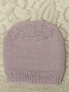Sombrero de bebé tejido a mano con hilo deportivo para bebé Natura color lila tblbf1 - Imagen 1 de 12