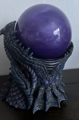 Giant Serpentine Bahamut Fire Dragon With Purple Sand Storm Ball Figurine Decor - Image 1 of 4