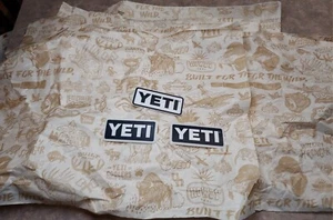 3 Authentic YETI Decal Stickers 4" Vinyl - 4 YETI Packaging Papers - Picture 1 of 3