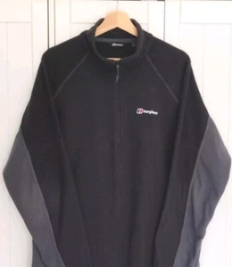 Berghaus Fleece Sweater Adult XL Black Grey Pullover Zip Up Long Sleeve Logo - Picture 1 of 9