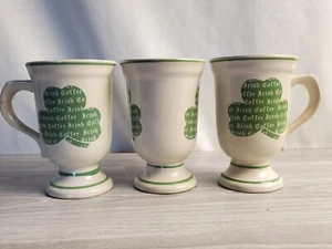 GRES Stoneware Festival Irish Coffee Green Clover Mug Set of 3 - Picture 1 of 5