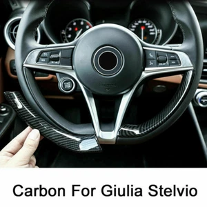 Carbon Fiber Style For Alfa Romeo Giulia Stelvio 2017-2020 Steering Wheel Frame - Foto 1 di 6
