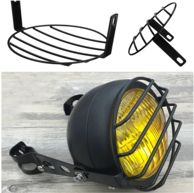 Protector de cubierta de luz de celosía metálica para parrilla de faros de motocicleta de 7" color negro Foto 1 de 4