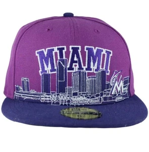 New Era 59FIFTY Fitted Cap MIAMI Skyline Purple Navy Mütze Baseball Style - Bild 1 von 3