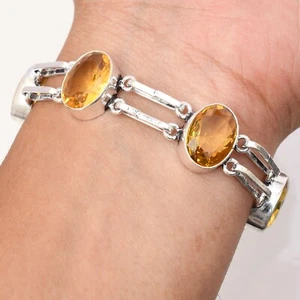 Citrine Gemstone 925 Sterling Silver Handmade Jewelry Bracelet Bracelet - Picture 1 of 6