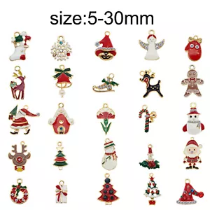 25PCS Enamel Oil Drip Christmas Series Xmas 5-35mm Pendant Charms DIY Findings - Picture 1 of 7