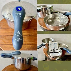 WMD PERFECT PLUS 4.8Q. PRESSURE COOKER W/FLAME PROTECTION STAINLESS STEEL W/BOOK - Picture 1 of 19