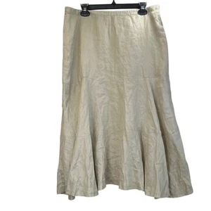 Rafaella Womens 16 Beige 100% Linen Long Skirt Modest Western/Boho Lagen Look  - Picture 1 of 7