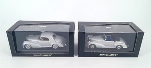 Lot 2 Minichamps 1/43 Mercedes-benz 300 S Coupè 1951-58 + Cabriolet 1954 silver - Foto 1 di 3