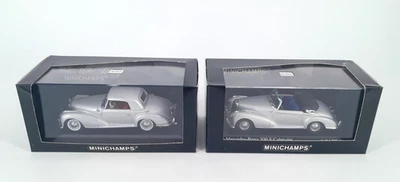Lot 2 Minichamps 1/43 Mercedes-benz 300 S Coupè 1951-58 + Cabriolet 1954 silver - Immagine 1 di 3