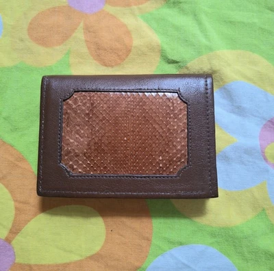 Cartera Billetera Vintage Mediados de Siglo Marrón Piel de Serpiente Cuero y Gamuza Foto 1 de 4