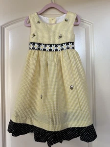 Gingham,Bumblebee,Daisy Sz 5 Dress,Ruffle Bottom,Dress Up,Garden Party,Birthday - Picture 1 of 5
