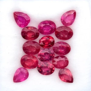 ๐ 2.70ct 14pcs Lot Pear & Oval Pinkish Red Ruby - Heated, Mozambique Gems - Picture 1 of 4