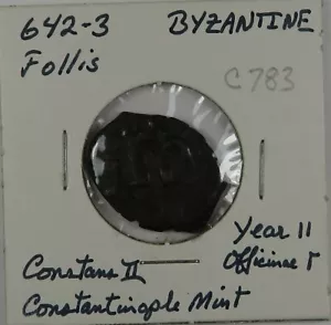 C783 Turkey, Byzantine, AE Follis of Constans II, 642-3, Constantinople Mint D - Picture 1 of 4