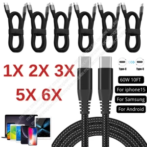 60W Braided USB C To USB C Dual PD Fast Charger Type C Cable For Samsung iPhone - Picture 1 of 12