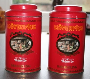 2 x alte Blechdosen Mövenpick Messmer Tee Darjeeling Teedose aus Blech vintage - Bild 1 von 3