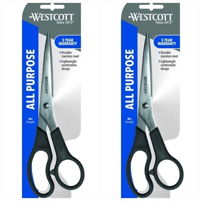 New Lot Of 2 Westcott 8" All Purpose Stainless Steel Shear Scissors - Image 1 of 4