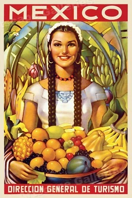 Póster de viaje estilo vintage clásico de niña mexicana 1951 - 20x30 Foto 1 de 3