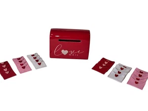 Ceramic Valentines Day Mailbox And Felt Cards Valentine Decor 7"x5"x3" - Picture 1 of 10