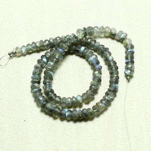 Natural Labradorite Faceted Rondelle Beads 8 inch Briolette Loose Gemstone 6mm - Picture 1 of 3