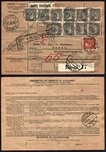 Sweden 1930 Parcel Card to Basel 510 Öre 50×10 + 10 Heavy Franking - Picture 1 of 3
