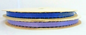 2 - 50 YARD SPOOLS - 3/16" DOUBLE-FACED PICOT RIBBON - ROYAL BLUE, GRAPE - Picture 1 of 7