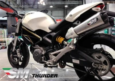 Silenciadores de escape de titanio con tapas de carbono Ducati Monster 696 796 1100 Silmotor Foto 1 de 3