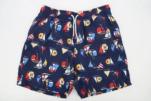 Brooks Brothers Mens Medium Swim Trunks Shorts Navy Sailboat Nautical Lined - Picture 1 of 4