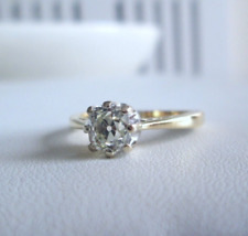 18ct Gold 1.00ct Old Mine Cushion Cut Diamond Solitaire Engagement Ring Size P