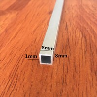 6063 Aluminum Square Tube Diy Metal Material 1mm Wall 50cm Length 8*8mm