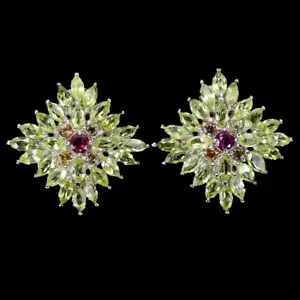 925 Sterling Silver Earrings Marquise Peridot mm Rhodolite Gemstone Jewelry - Picture 1 of 14