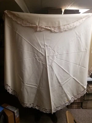 56" Round Lace Trimmed Tablecloth - Image 1 of 2