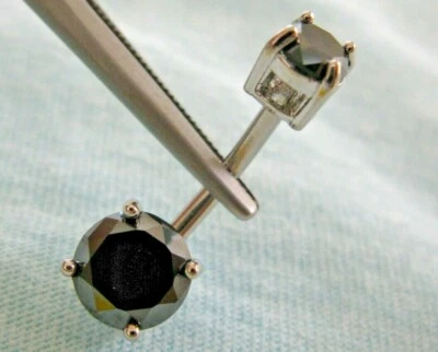 1.95 克拉双黑色钻石贝利戒指,2 个真黑色 DIA'S,证书,免费 DIA 测试仪 — 第 1/4 张图片