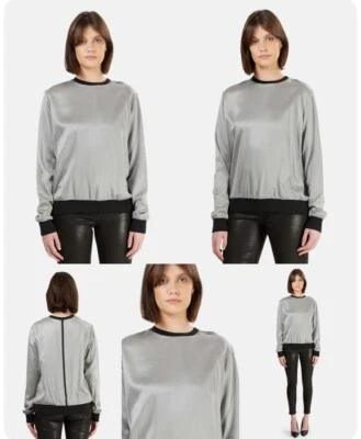 ALEXANDER WANG - серый шелк толстовка размер 6 назад молнии - Изображение 1 из 4