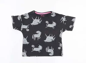 Matalan Girls Grey 100% Cotton Jersey T-Shirt Size 4 Years Round Neck Pullover - - Picture 1 of 12