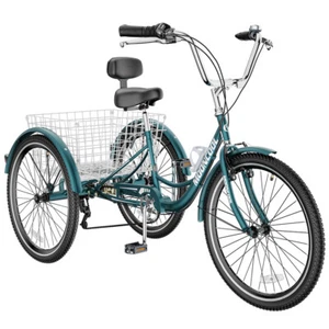 20"/24"/26" 7-Speed Adult Trike Tricycle 3-Wheel Bike w/ Basket for Shopping - Picture 1 of 53