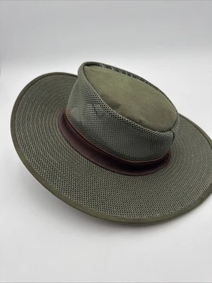 Henschel Hat Co USA Breezer Mesh Safari Hat Olive Green Large Leather Band - Image 1 of 4