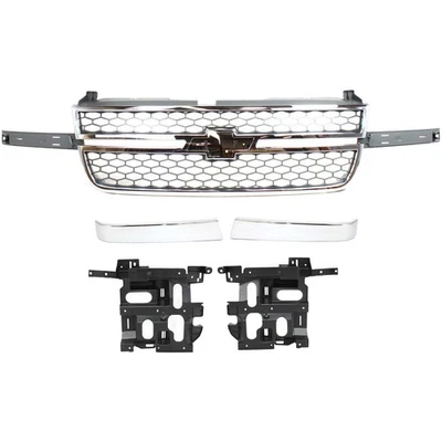 Grille Assembly Kit For 03-06 Chevrolet Silverado 2500 HD 3500 Headlight Bracket - Image 1 of 4