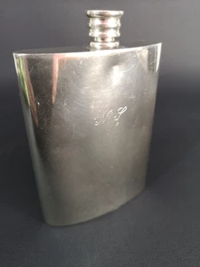 British Pewter Craftsman Small Hip Flask - 3 oz - Engraved NJ - Picture 1 of 8