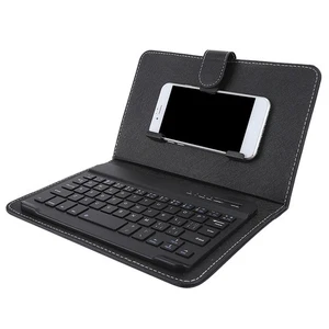 Wireless Spanish Keyboard With Leather Cover For 4.5-6.8in Mobile Phone - Picture 1 of 12