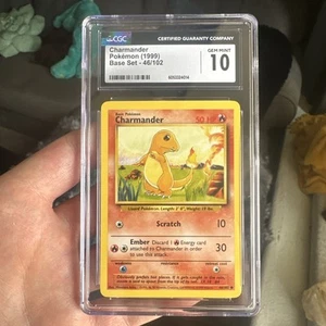 CGC 10 GEMAS COMO NUEVAS Charmander 1999 Base Set 46/102 Tarjeta Pokémon - Imagen 1 de 6