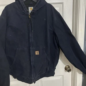 Giacca tela Carhartt vintage uomo XL trapuntata con cappuccio giacca da lavoro blu scuro - Foto 1 di 11