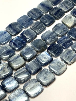 Preciosas cuentas cuadradas de piedras preciosas de cianita 16 mm 16" hebra Foto 1 de 4