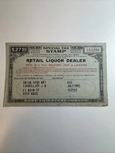 Special Tax Stamp - Retail Liquor Dealer - FYE 1946 - US Revenue - Picture 1 of 2